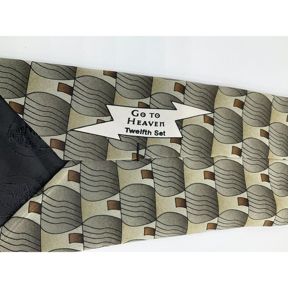 VTG Grateful Dead Go To Heaven Twelfth Set Tie Beige 100% Silk Abstract 1996 - Picture 5 of 6